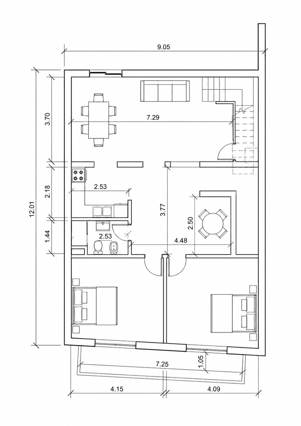 Plano principal de Venta PH 5 ambientes con terraza en Flores