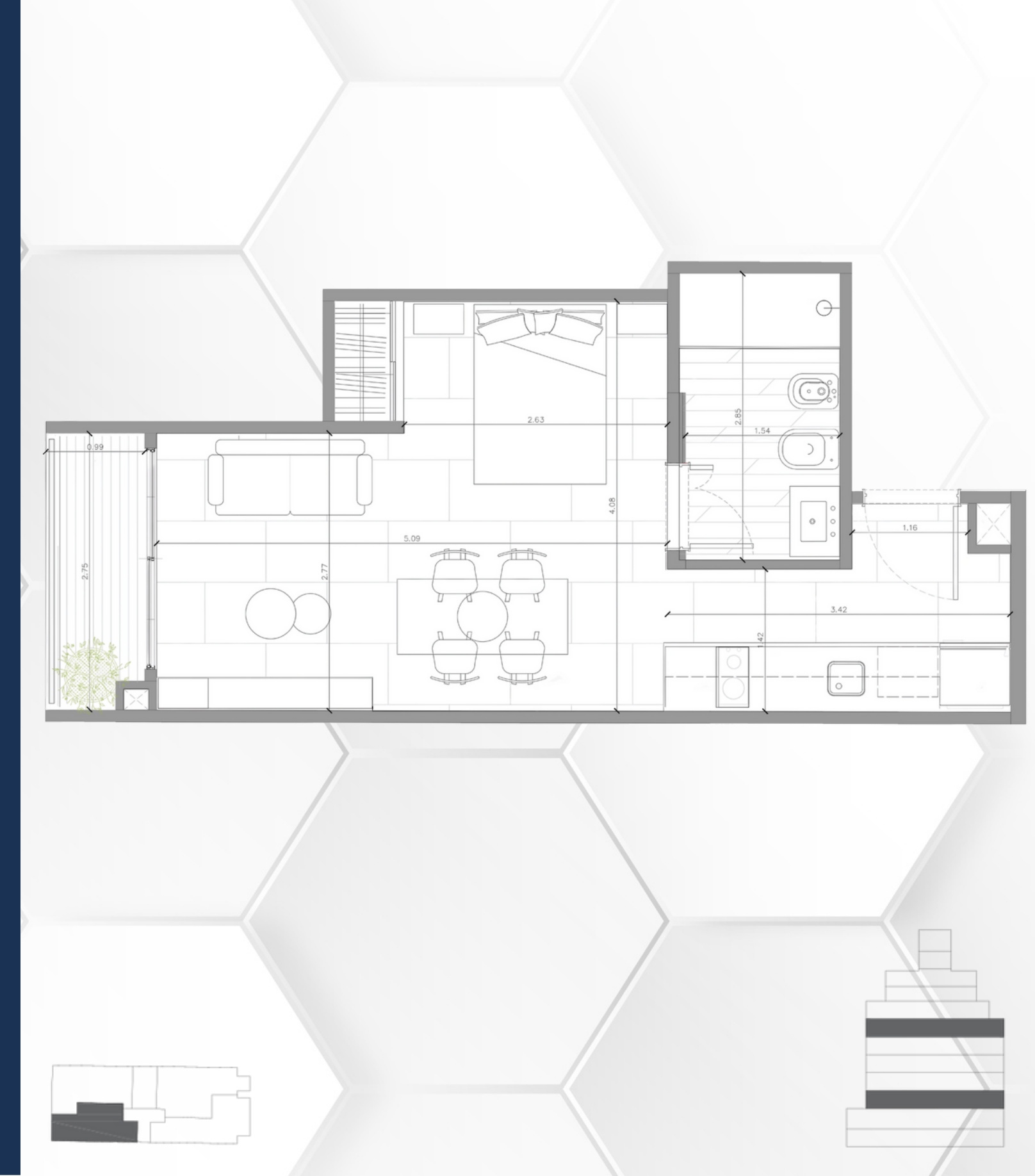 Plano principal de Monoambiente en construcción | Villa Ortúzar | Entrega Dic 2026
