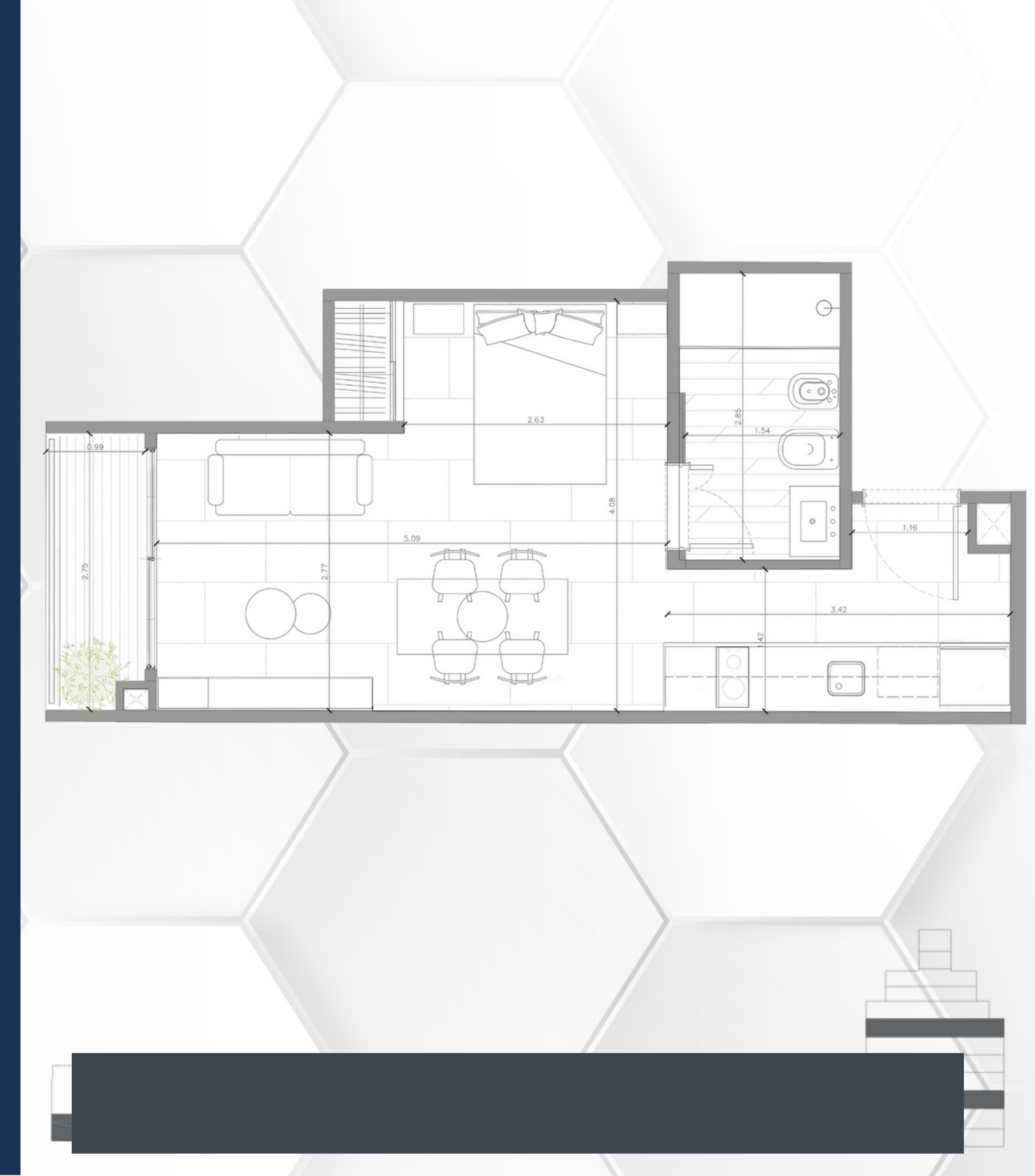 Plano principal de Monoambiente en construcción | Villa Ortúzar | Entrega Dic 2026