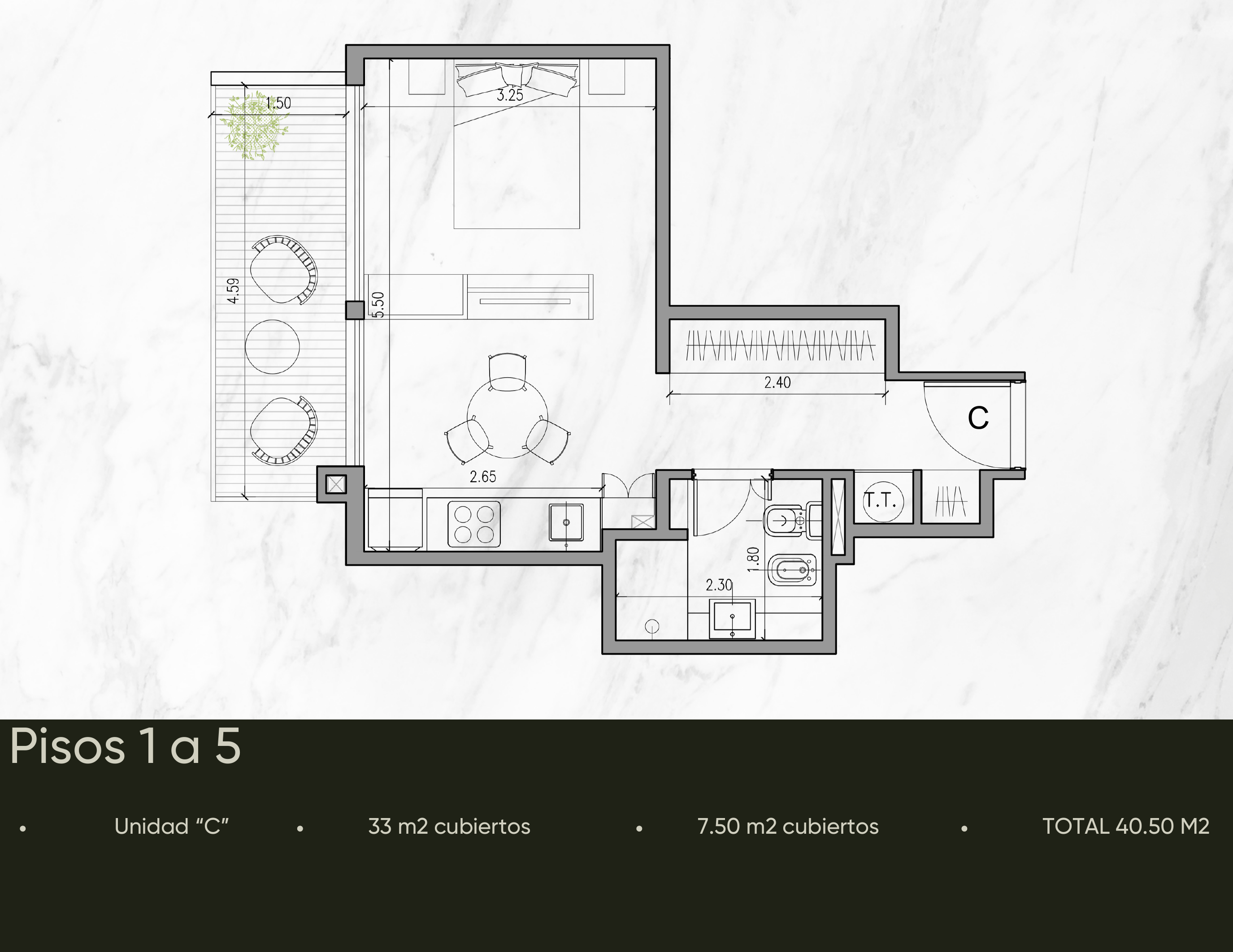 Plano principal de Venta Departamento Monoambiente Divisible con Balcón – Entrega Dic 2027 – Belgrano