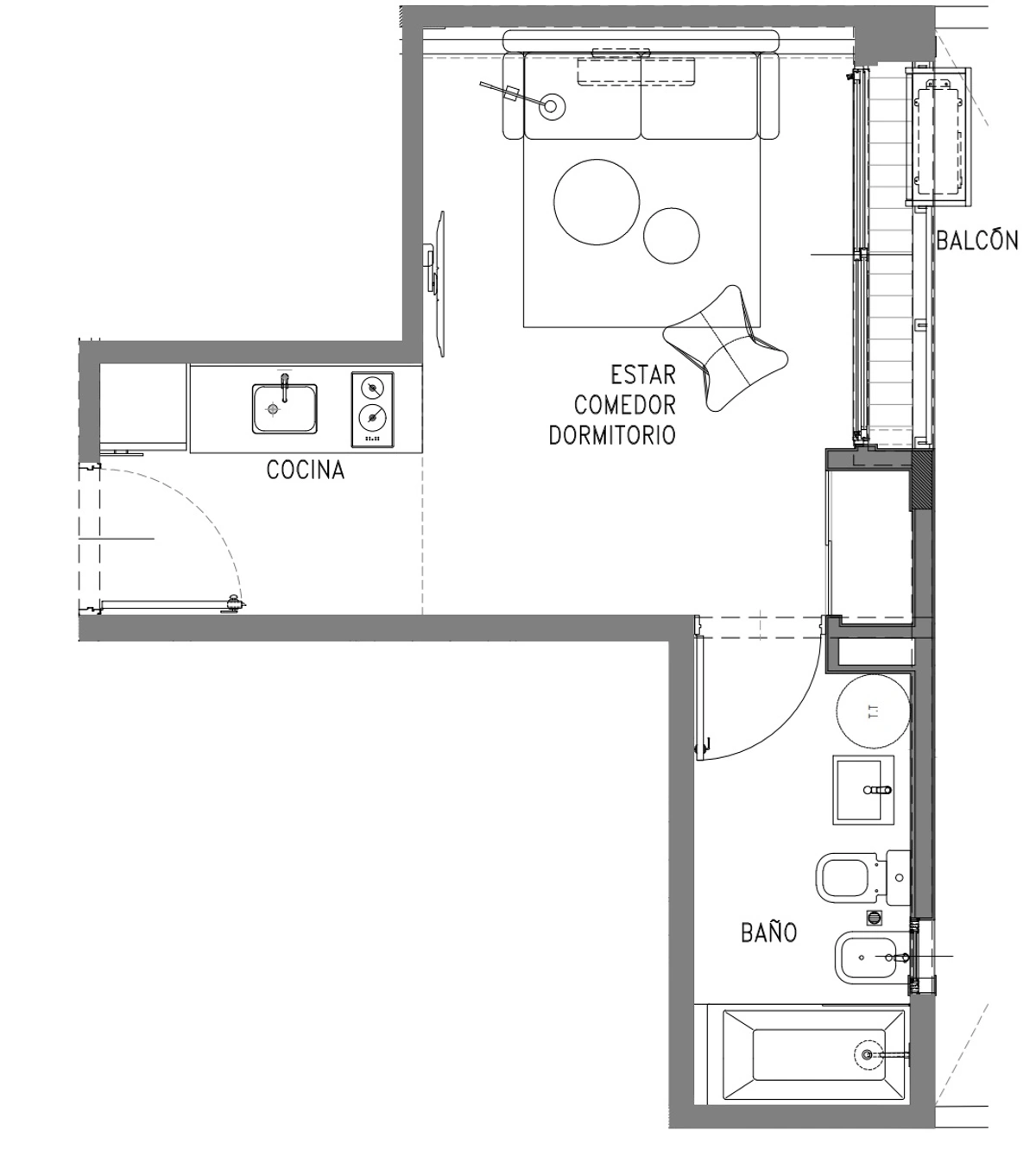Plano principal de Venta Departamento 1 Ambiente en Palermo Hollywood